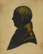 19th/20th Century School, Four portrait miniatures, to include a silhouette of a gentleman,