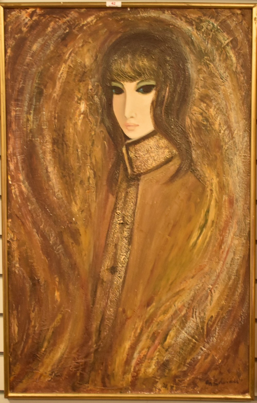 20th Century (Swedish School), oil on board, A half length portrait of a young female, impasto - Image 2 of 3