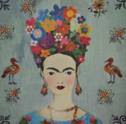 After Aimee Wilson (contemporary), canvas print, 'Frida', a depiction of the famous Mexican artist