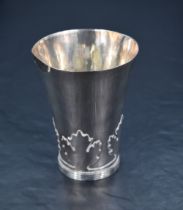 A Scottish Queen Elizabeth II silver beaker, of flared cylindrical form, with repeating stylised