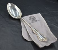 An American Sterling grade white metal Debussy pattern spoon, marked Towle 1959, Sterling, 22cm,