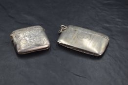 A George V silver vesta case, of elongated form with bands of engine-turned decoration and