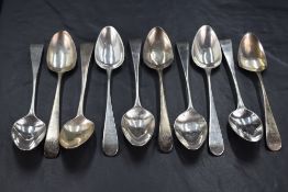 A set of six George III silver Old English pattern teaspoons, each with Hanoverian reverse, marks