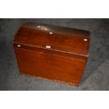 A late 19th/early 20th century stained pine silver chest, of domed and hinged rectangular form