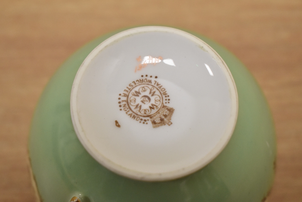 A collection of circa 1912 Royal Worcester table ware, having green and cream ground with brown swag - Image 2 of 2