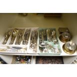 Two trays of silver plated flatware, in the King's Pattern and others