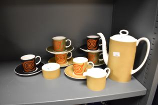 A Wedgwood Susie Cooper 'Nebula' design coffee service, comprising coffee pot, six coffee cups and