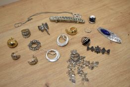 An assorted collection of white metal jewellery and pendants, to include a Norwegian Solje wedding