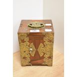 A 20th Century Chinese and brass mounted table top cabinet, of dovetailed construction, and marked