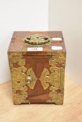 A 20th Century Chinese and brass mounted table top cabinet, of dovetailed construction, and marked