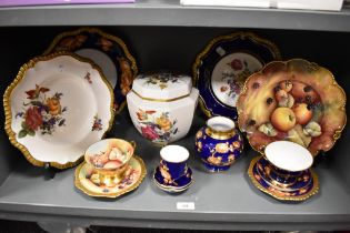 A selection of Caverswall bone china, including hand painted Royal Worcester style plate, cup and