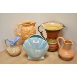 A collection of ceramics, including 1930s Czechoslovakian vase, lustre shell shaped vase, moulded