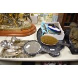 A Viner's of Sheffield chased silver plated serving tray, with foliate engraved design, measuring
