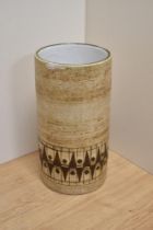 A 1960s/70s Troika vase, by Honor Curtis (1968-73) of cylindrical form and decorated with a
