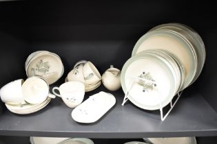 A quantity of Wedgwood Woodbury patterned tableware, comprising teacups and saucers, toast rack,
