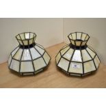 Two Tiffany style glass lamp shades, measuring 18cm tall