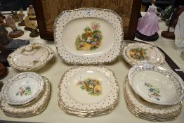 A small quantity of Art Deco Winterton Longton tableware, hand painted with cottage scenes within