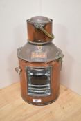 An antique copper and glass 'Meteorite' ships lantern, no. 78387, approx 37cm high.