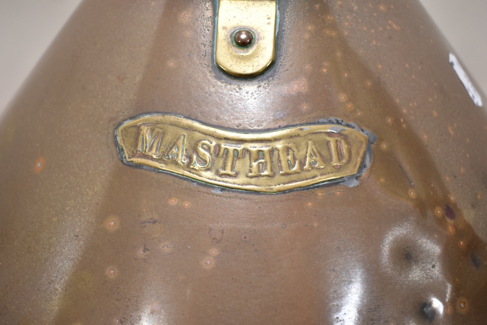 A large Victorian copper and brass ship's masthead lantern, measuring 60cm tall - Image 2 of 2