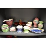A collection of vintage Maling ware and Carlton ware, including Rouge Royale ginger jar and bowl,