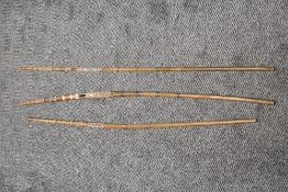 Three interesting 19th century love-token distaffs, with geometric carving, thought to be Welsh or