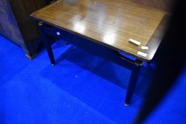 A vintage stylised coffee table having mahogany top on ebonised frame , approx 75 x 49cm