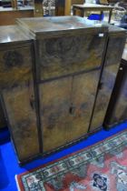 An Art Deco walnut dining room side cabinet , in same design and previous lot, approx dimensions