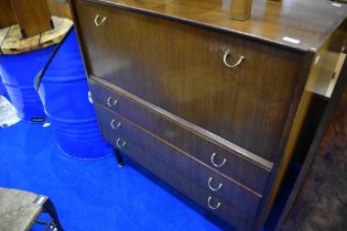 A vintage sapele cocktail cabinet or bureau, approx W97 D48cm