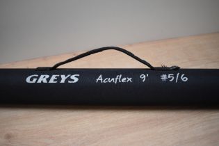 A Greys Acuflex 3pc 9ft #5/6 fly rod in original soft case and hard case