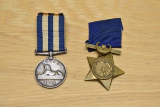 The Queen Victoria Egypt Medal 1882 with ribbon and a Khedive's Star with ribbon both to F.NOBES.