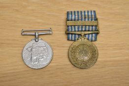 A Queen Elizabeth II Korea Medal, no ribbon to 22804076 PTE.W.ALLEN A.C.C along with a United