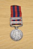 A Queen Victoria India General Service Medal with Perak and Samana Clasps and ribbon to SEPOY