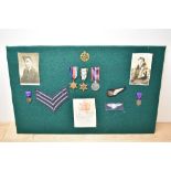 A WWII Medal Group on display board to Sergeant William Stanley Edwards RAF Bomber Command, 1939-