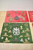 Four boards of Cap Badges and Helmet Plates, seen Dumbartonshire Rifle Volunteers, Royal Frontiers
