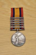 A Queen Victoria Queens South Africa Medal with five clasps, Transvaal, Cape Colony, Orange Free