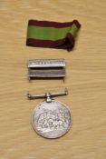 A Queen Victoria Afghanistan Medal 1881 with Kabul & Charasia Clasps (af) with ribbon to 5723 DR.W.