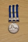 A Queen Victoria Egypt Medal with Suakin 1885 clasp and ribbon to 1518 SERGT J.PARR.5th LANCERS, the
