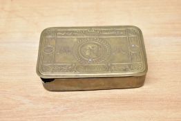 Three Lusitania medals, one in original box all in a Queen Mary 1914 Christmas Tin (af)