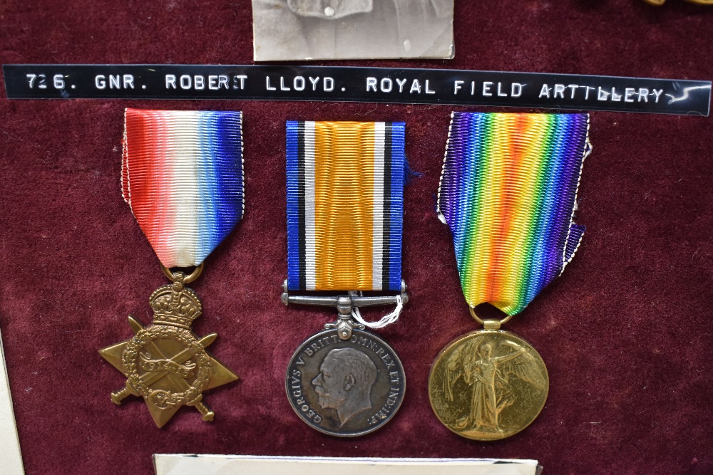 A WWI 1914-15 Trio, 1914-15 Star, War and Victory Medals to 726GNR.R.Lloyd.R.F.A along with Memorial - Image 4 of 8