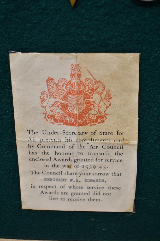 A WWII Medal Group on display board to Sergeant William Stanley Edwards RAF Bomber Command, 1939- - Image 4 of 8