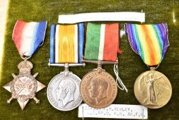Four Medals, 1914-15 Trio to W.P.Hanson BKR.M.F.A and M.M.R, along with Mercantile Marine War