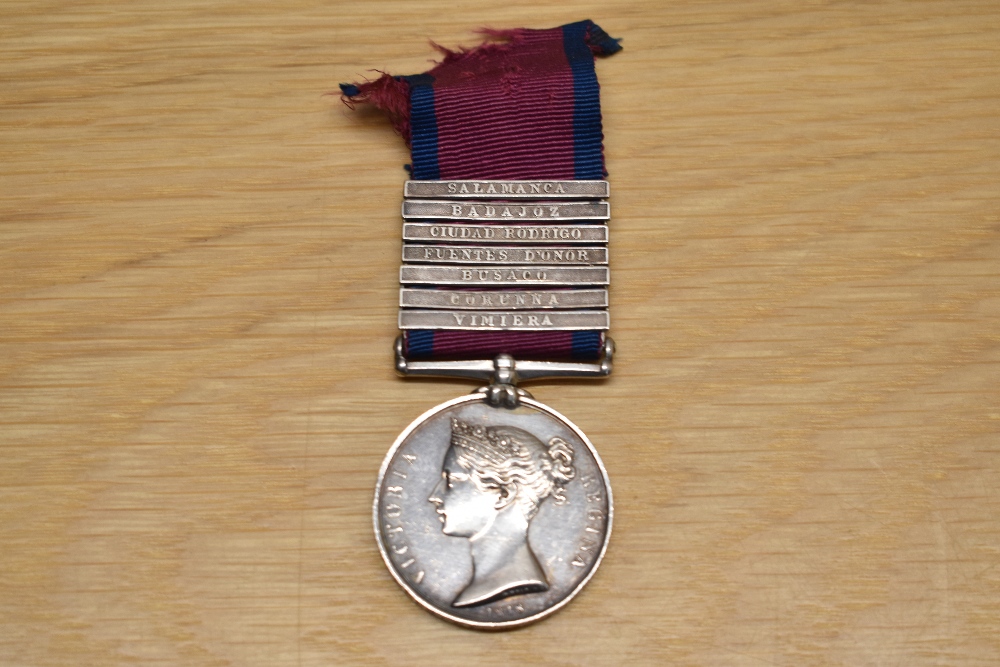 A Military General Service Medal 1848 with seven bars, Vimiera, Corunna, Busaco, Fuentes D'Onor, - Image 3 of 8