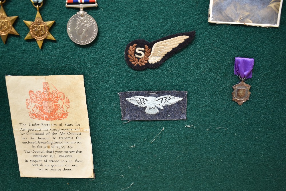 A WWII Medal Group on display board to Sergeant William Stanley Edwards RAF Bomber Command, 1939- - Image 3 of 8