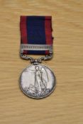 A Queen Victoria Sutlej Medal Moodkee 1845 with Ferozeshuhur clasp, with ribbon to Stephen Higgins