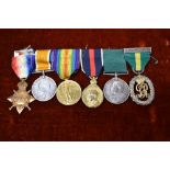 A Group of Six Medals to Major.J.J.SMITH.T.D 8th (Irish) BTN.THE KINGS (Liverpool Regt), WWI 1914-15