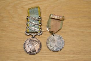 A Queen Victoria Crimea Medal with three clasps, Alma, Inkermann and Sebastopol to G.Waller GR &