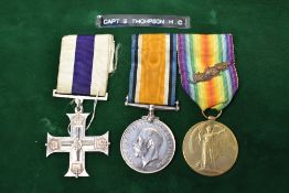 A WWI Military Cross Group, War & Victory Medals to Captain SIDNEY THOMPSON, Victory Medal with