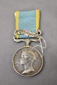 A Queen Victoria Crimea Medal with one clasps, Sebastopol possibly to Hannfll.1st Dragoon Guards,