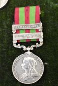 A Queen Victoria India Medal with two clasps, Punjab Frontier 1897-98 and Samana 1897 to 4123 PTE.