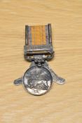 A Queen Victoria South Africa Medal with 1878-9 Clasp, mounted in a metal menu holder to 171 PTE.W.